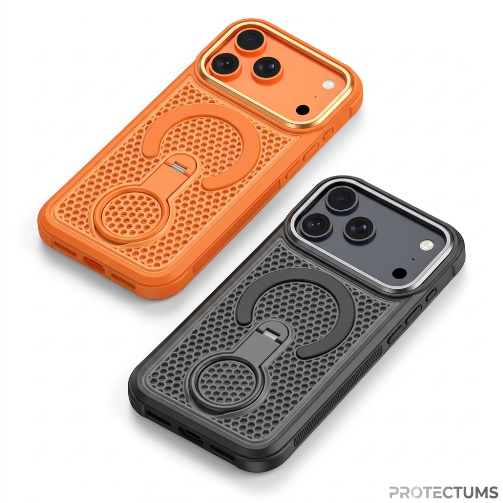 Protectums iPhone Case with MagSafe, 360° Ring Stand & Honeycomb Cooling — Multi-Layer Protection