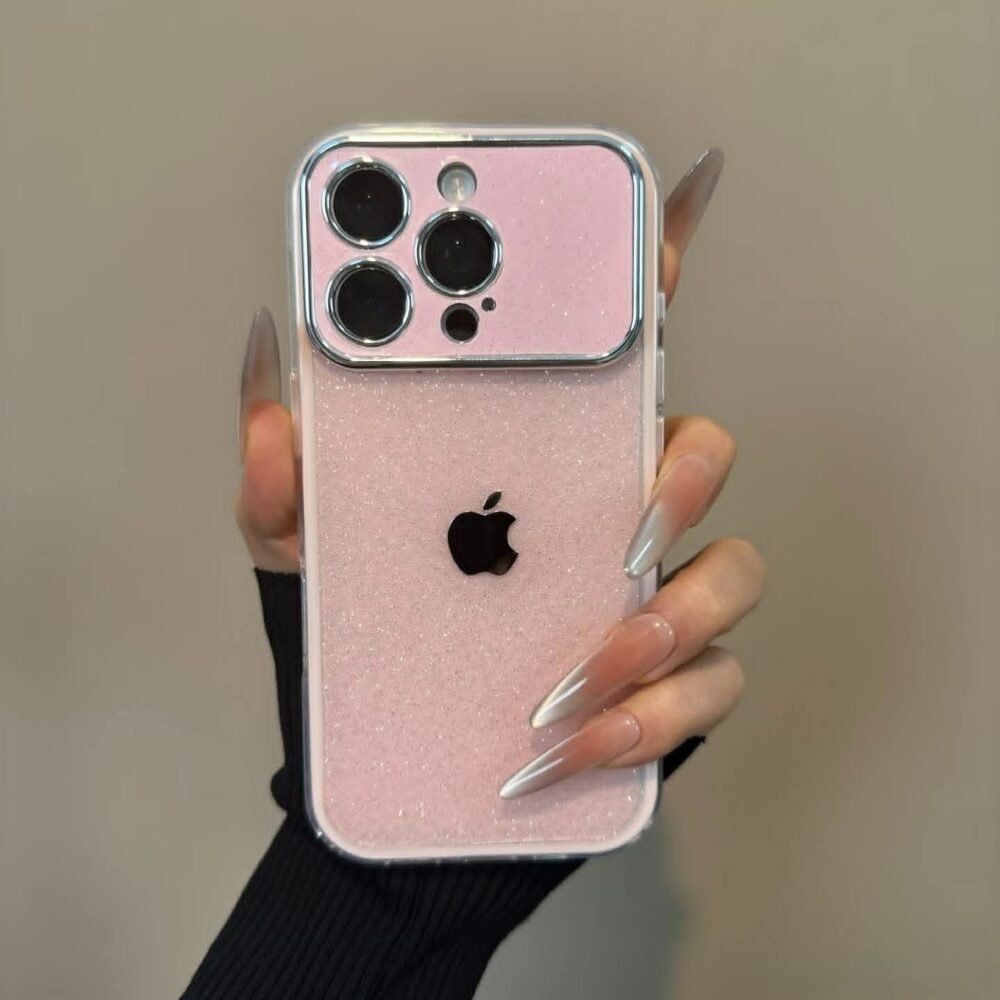 Protectums Pink Glitter iPhone Case with Chrome Camera Guard